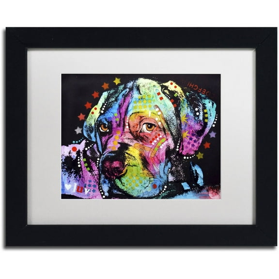 Trademark Fine Art "Young Mastiff" Canvas Art by Dean Russo, White Matte, Black Frame