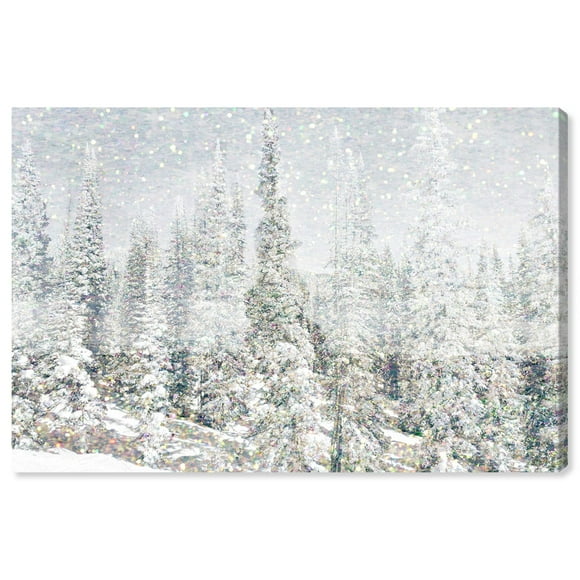 Wynwood Studio Christmas Winter Holiday Wall Art Canvas Print Painting 'Magical Snow Forest Scenery' Home Décor, 36"x24", White, Gray, Silver, Nature Landscape