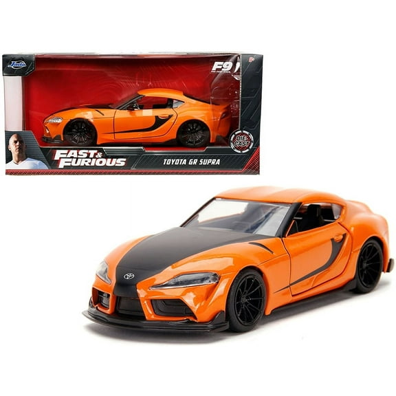 PACK OF 2 - "Toyota GR Supra Orange with Black Stripes Fast & Furious 9 F9"" (2021) Movie 1/32 Diecast Model Car by Jada"""
