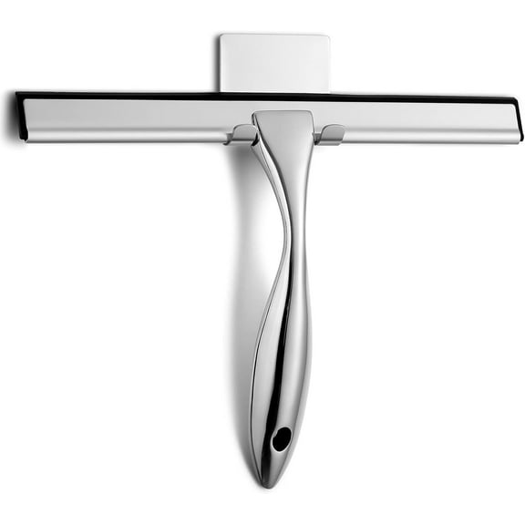 LQQBOX Shower Squeegee, 12-Inch Silver Squeegee, All-Purpose Stainless Steel Squeegee for Bathroom, Shower Doors, Mirrors, Tiles and Car Windows - 100% Streak Free