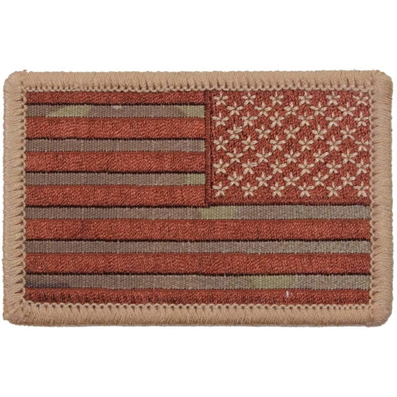 Rothco Iron On/Sew On Embroidered US Flag Patch, Reverse, MultiCam