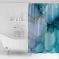 thumbnail image 2 of Marble Texture Shower Curtain Set ，Waterproof Fabric Shower Curtains Teal Gold Crack Abstract Impressionist Shower Curtains for Bathroom,Bathroom Decor 72"x72", 2 of 6