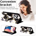thumbnail image 6 of SaniMore for iPhone 15 Pro Max 6.7" 2023 Case, PU Leather Luxury Marble Flip Cover with Detachable Wrist Strap Card Slot Kickstand Shockproof Magnetic Buckle Protective Shell, Black, 6 of 8
