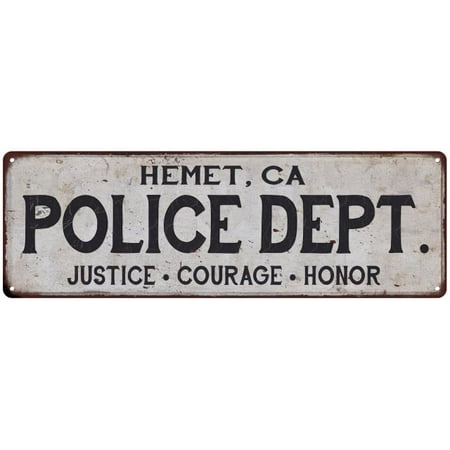 HEMET, CA POLICE DEPT. Home Decor Metal Sign Gift 6x18 (Best Police Departments In The Us)