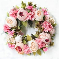 Peony Flower Wreath for Front Door 17" Artificial Spring Fake Flower Wreath for Mother's Day Door Window Wall Decor Women Mother Gift