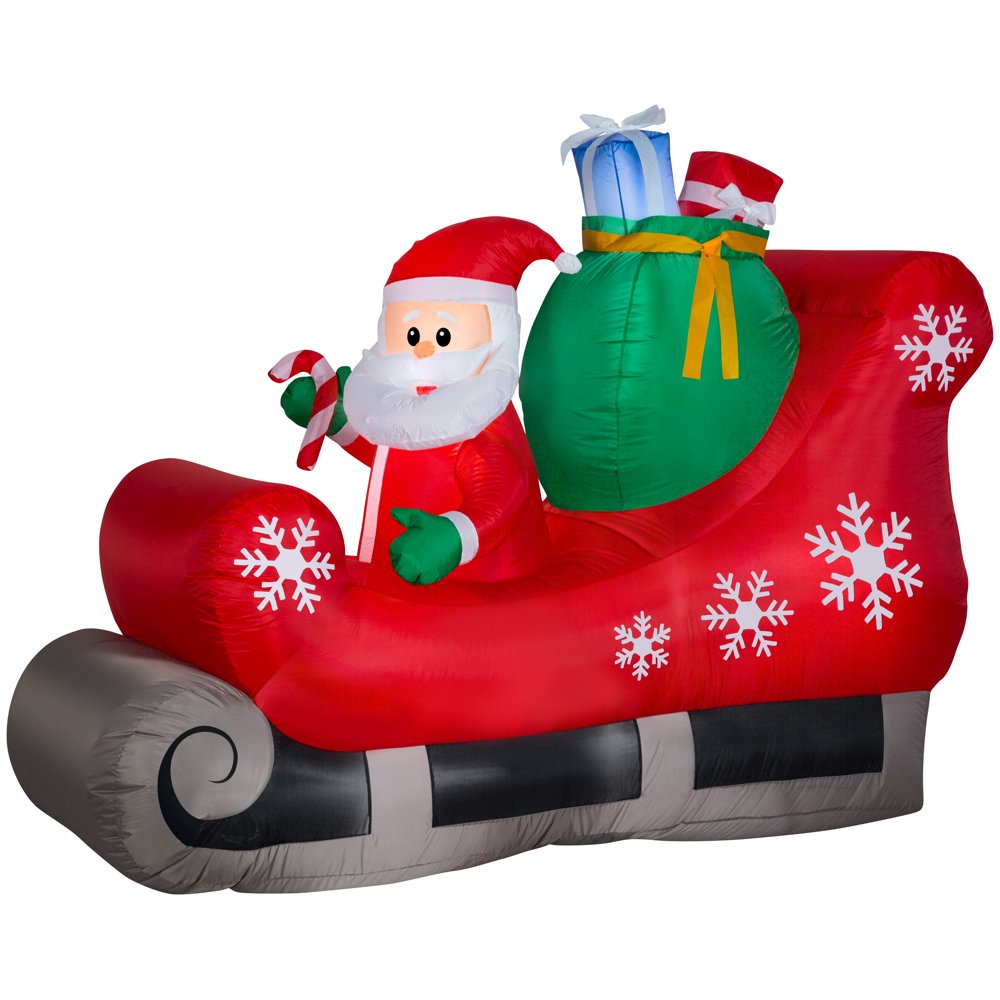 Holiday Time Yard Inflatables Santa Sleigh with Gift, 7 ft Walmart