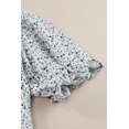 thumbnail image 4 of ABPHQTO Blusa de mujer con manga farol fruncida floral negra, 4 of 5