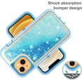 thumbnail image 4 of Case for iPhone 15,Military Grade 3 in 1 Hybrid Glitter Liquid Quicksand Moving Stars Sparkle Flowing Shockproof Protective Phone Case for iPhone 15,6.1 inch（Blue）, 4 of 9