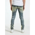 thumbnail image 4 of Crysp Denim Men's Rip & Repair Patchwork Distressed Skinny Fit Denim Jeans (30, Blue Stonewashed), 4 of 5