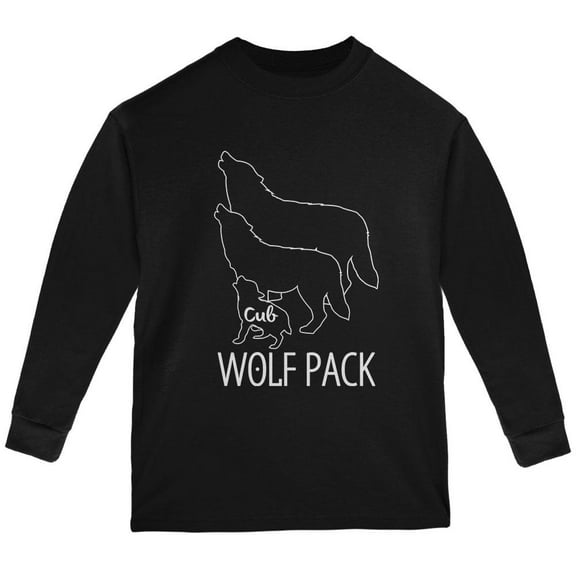 Wolf Pack Cub Baby Child Youth Long Sleeve T Shirt Black YLG