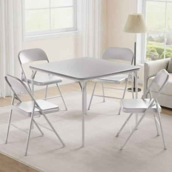 Rugerasy Folding Table,33.6 Inch Folding Card Table,Portable Square Folding Table with PU Soft Cushion,Metal Foldable Table Suitable for Living Room,Office(No Chair),Grey