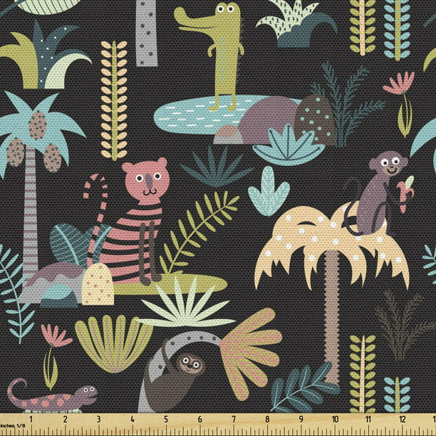 Jungle Upholstery Fabric by the Yard Tropical Island Nature and ...