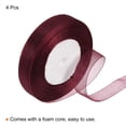 thumbnail image 3 of Cinta de organza transparente de 2 cm y 50 yardas para envolver regalos en rojo burdeos, 3 of 6