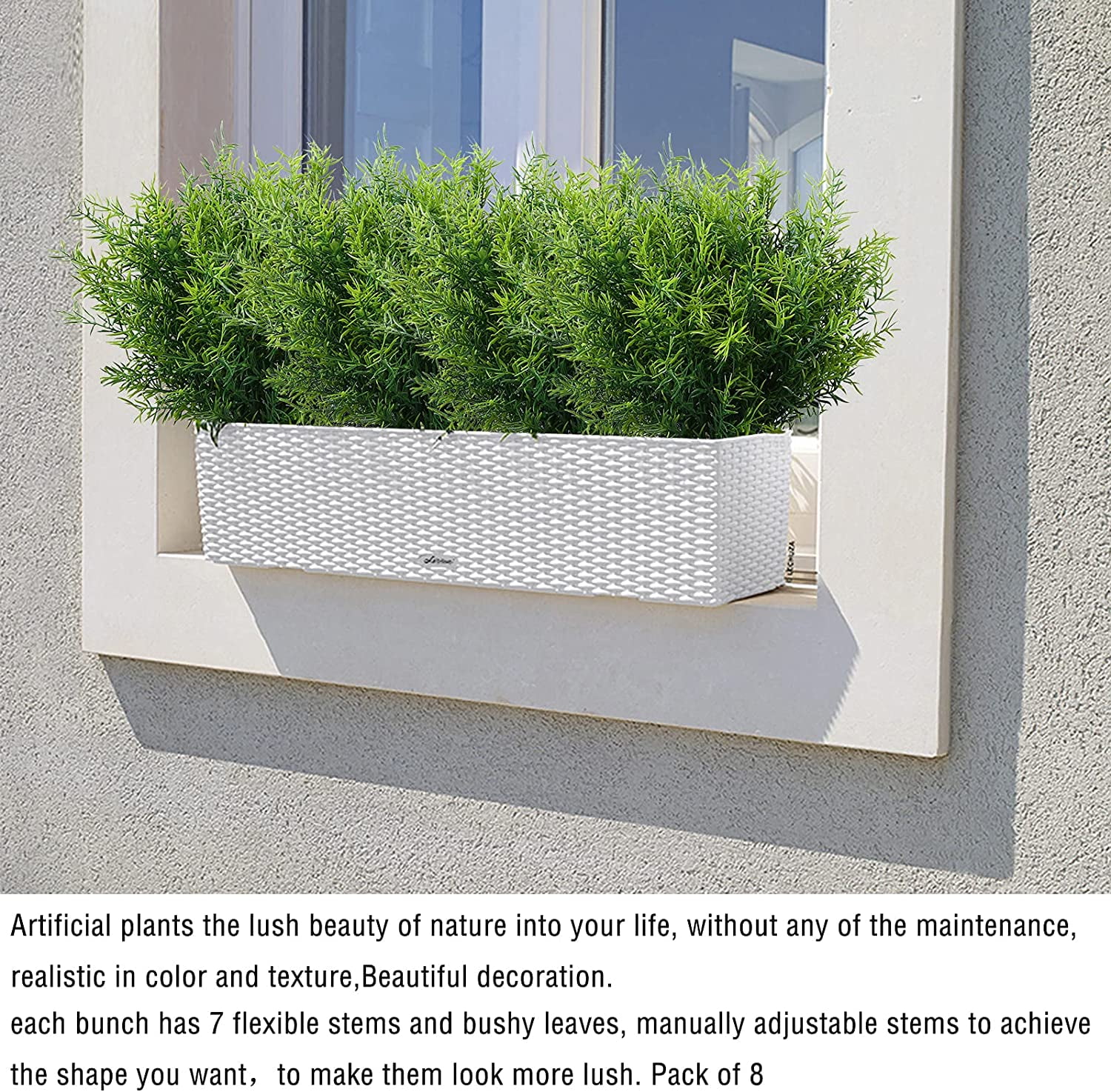 8 Bundles Artificial Greenery Plants, Faux Outdoor UV Resistant Fake Grass for Garden Porch Window Box Filler Indoor Home Decoration (Snapdragon)