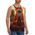 thumbnail image 2 of Pofeuu Maple Leaf Meditating Fox Print Men's Muscle T-Shirt, Sleeveless, Muscle Tank, Classic Muscle Tee Top For Men Casual Sleeveless Muscle T-Shirt Trendy Clothes-Large, 2 of 7