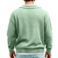 thumbnail image 2 of Mens Shirts Fall Winter Casual Quarter Zip Ribbed Henley Shirt Textured Band-Collar Outfits Mens Quarter Zip Pullover Long Sleeve Waffle Quilted Sweatshirt Casual Polo Sweaters ,4XL,Light Green, 2 of 7