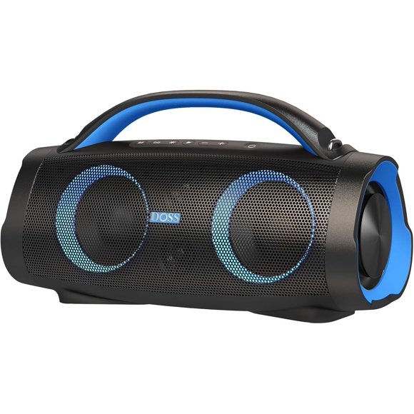 DOSS Extreme Boom Pro Bluetooth speaker Extra Bass, 20H Playtime, Party-Sync Led Lights, IPX6 Waterproof (Blue) - Refurbished Excellent