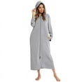 thumbnail image 3 of Magazine Women Zipper Robe, Long-sleeved Full Length Bathrobe with Pockets and Hood, 3 of 5