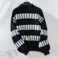 thumbnail image 6 of Bovemsi Womens Sweaters Cozy Striped Sweater For Women Long Puff Sleeve Color Block Turtleneck Knit Pullover Business Casual Sweaters, 6 of 7