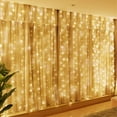 thumbnail image 5 of 300 LED Window Curtain String Light Wedding Party Home Garden Bedroom Outdoor Indoor Wall Decorations, Warm White, 5 of 6