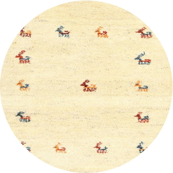 Ahgly Company Indoor Round Contemporary Golden Blonde Gold Solid Area Rugs, 6' Round