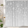 thumbnail image 3 of Christmas Shower Curtain Winter Snowflakes Shower Curtain for Bathroom Holiday Winter Grey Bathroom Decor Rustic Vintage Merry Xmas Bathtub Curtains Polyester Fabric Durable 72"X72" Hook Included, 3 of 6