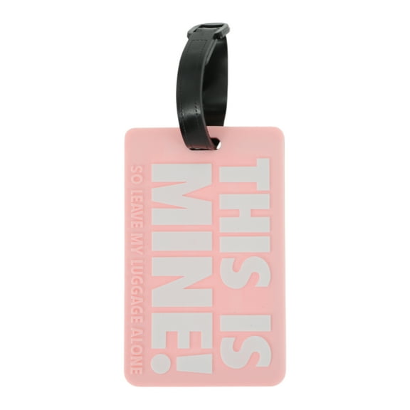 Unique Bargains 1 Pc THIS IS MINE Pattern Luggage Tag for Travelling Pink