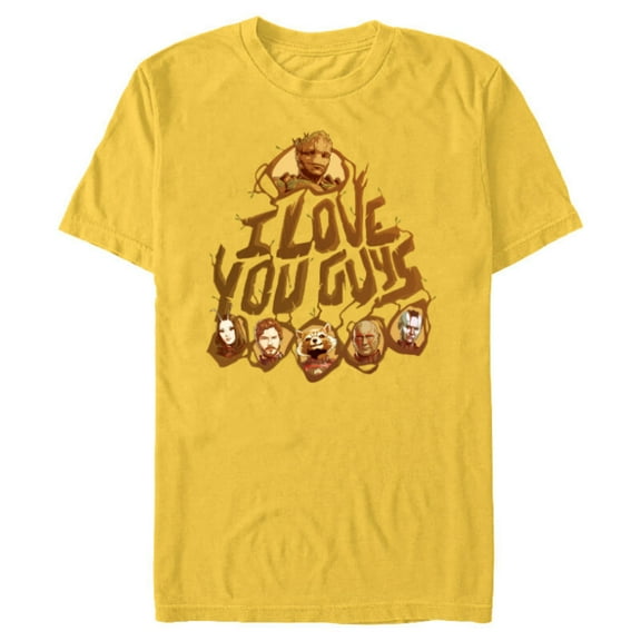 Marvel Guardians of the Galaxy Vol. 3 I Love You Guys Groot - Short Sleeve Blended T-Shirt for Adults - Customized-Yellow