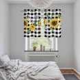 thumbnail image 6 of 2 Panels Kitchen Tier Curtains 39 Inch Length, Sunflower Grommets Window Treatment Curtain, Rustic Floral Butterfly Bee Black White Plaid Thermal Curtains Drapes for Living Room/Bathroom, 6 of 9