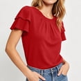 thumbnail image 3 of GigrtiJin Womens Short Sleeve T Shirts Pleated Baggy Basic T Shirts Casual Outdoor Pull On Round Neck Cropped Tees for Womens, 3 of 7