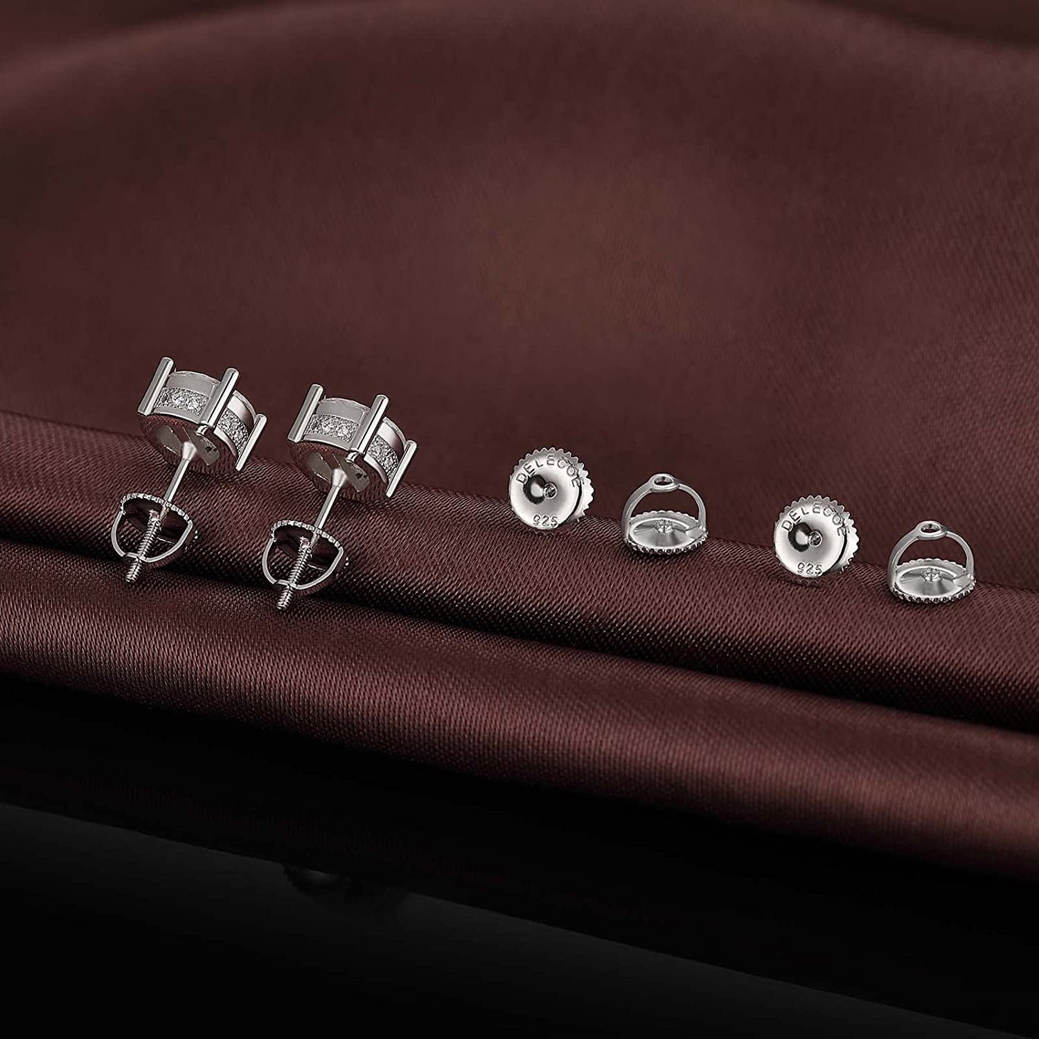 4-Pairs Screw Earring Backs for Diamond Stud Earrings, Stering Silver Threaded Screw On Earring Back, Hypoallergenic Secure Earring Screw Backs Replacement Post Sizes .032"