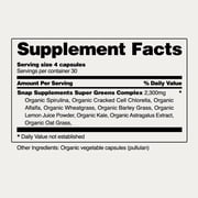 Snap Supplements Organic Chlorella Spirulina Capsules - Plant Vitamins, Super Greens, 120 Capsules, 3-Pack