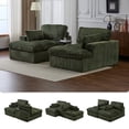thumbnail image 2 of Double Chaise Lounge Chair Indoor, Oversized Upholstered Sleeper Cloud Couch, Deep Seat Luxury Sofa Bed, Sectional Sofa Chaise Love-seat, Corduroy Reading Chair for Living Room, Apartment, Green, 2 of 8