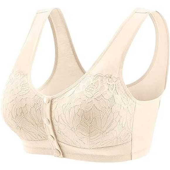 Breezora Front Closure Bras Wireless Comfort Everyday Support Seamless Soft Cup XL Size Beige