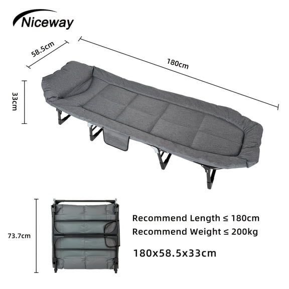 6 Adjustable Positions Chaise Lounge Chair Indoor, Foldable Outdoor Patio Recliners, Portable Folding Cot Bed Supports Adults Up to 550Lbs, Great for Sunbathing & Lounging & Elevated Sleeping