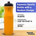 thumbnail image 4 of 10 Plastic Water Bottles Set, 26 oz. - Black Push Top Lid - Yellow, 4 of 5