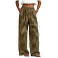 thumbnail image 2 of Women's Casual Plaid Pants With Elastic Waist And Pockets For A Loose Straight Leg Fit, 2 of 7