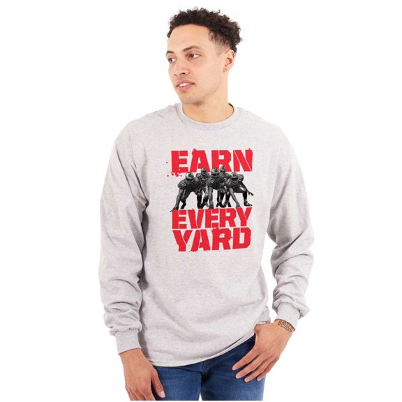 Football Athlete Earn Every Yard Men's Long Sleeve Tee T Shirt Brisco Brands S