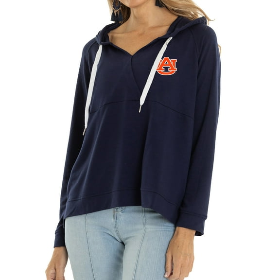 Women's Navy Auburn Tigers Christine Cross Front Tri-Blend Pullover Hoodie