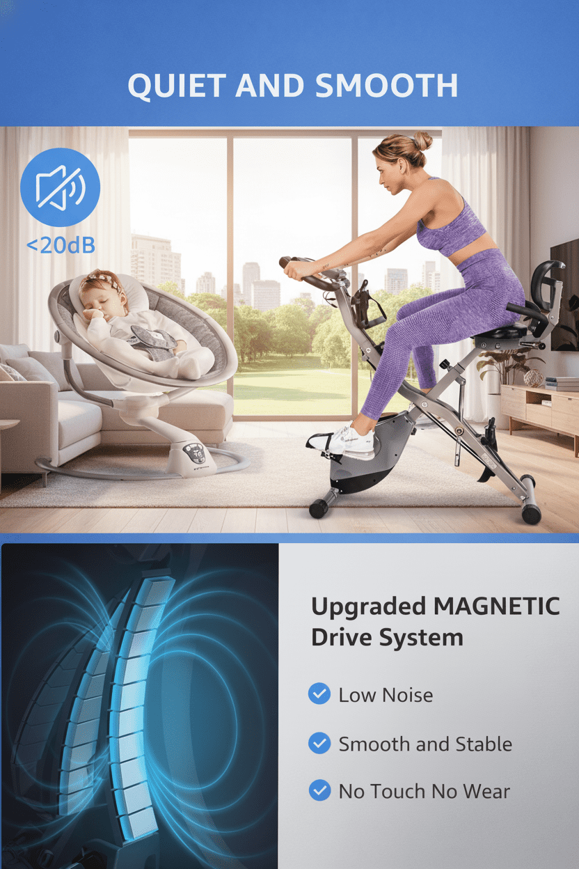 USLIM Foldable Exercise Bike for Small Spaces, 16-Level Resistance, 330 lb Capacity