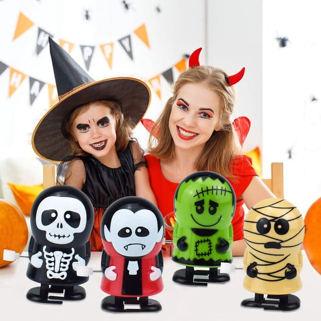 Fiudx Juguetes de Cuerda para Halloween, Diseños Novedosos de Mecanismo de Relojería, Acción de Salto Enérgico, Divertidos Regalos de Fiesta, Rellenos para Bolsas de Regalo de Halloween, Varias Forma