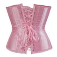 thumbnail image 5 of Stay Corset Underbust Corset Top Women Satin Lace Up Boned Underbust Corset Gothic Corset Pink XL, 5 of 5