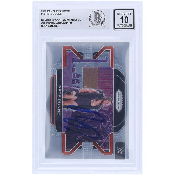 Pete Dunne WWE Autographed 2022 Panini Prizm #68 Beckett Fanatics Witnessed Authenticated 10 Card - Fanatics Authentic Certified