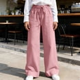 thumbnail image 4 of Cagogo Women Plus Size Wide Leg Elastic Waist Flowy Pants with Pockets Casual Loose Long Trousers for Workout Beach Lounge Summer, Pink M, 4 of 9