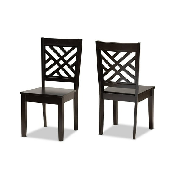 Baxton Studio Caron Modern and Contemporary Transitional Dark Brown Finished Wood 2-Piece Dining Chair Set