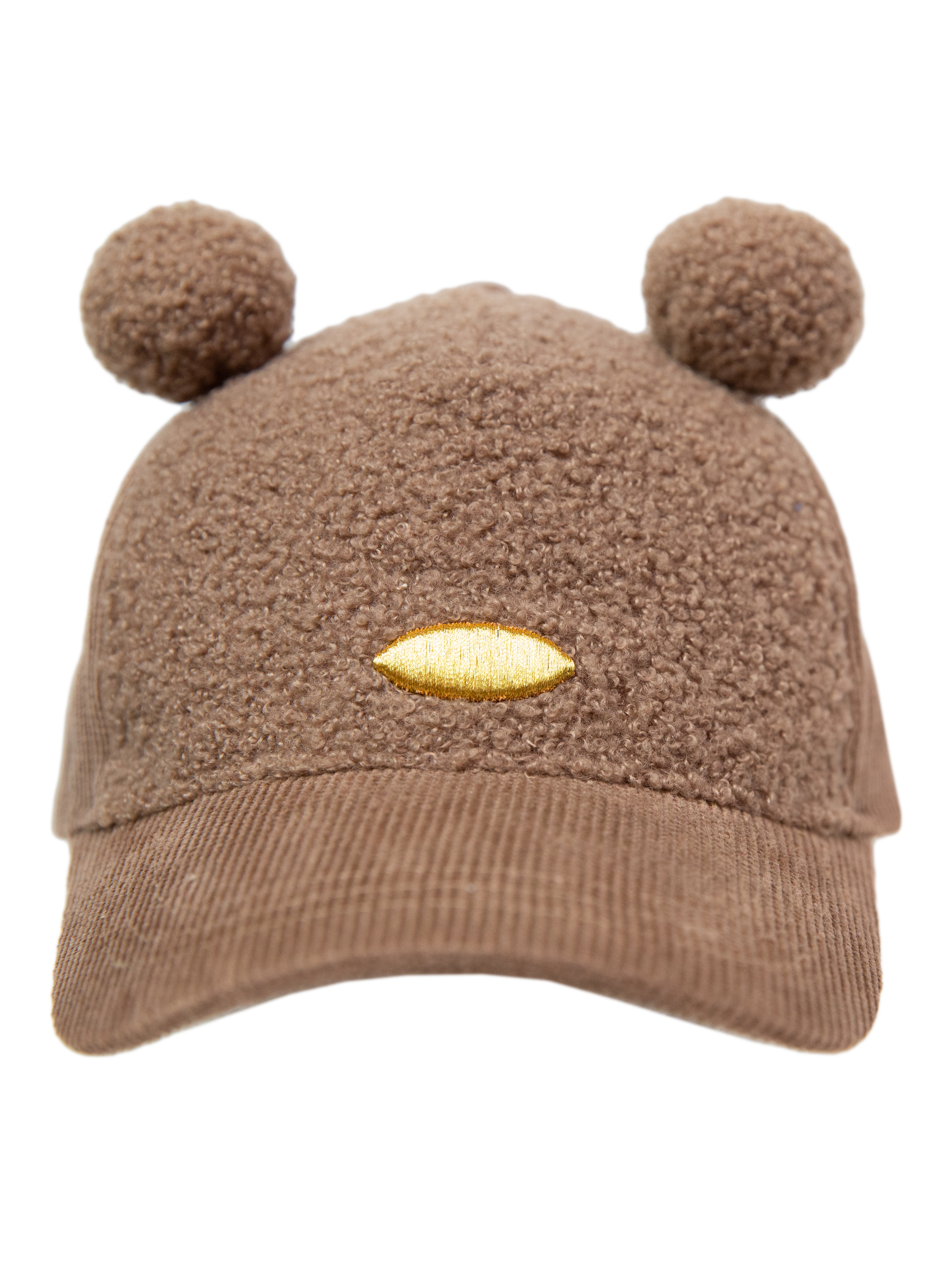 BFNY Girls Child Baseball Style Hat, Brown with 3-D Ears and Faux Sherpa Detail