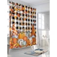 thumbnail image 3 of Fall Shower Curtain Gnome Pumpkin Shower Curtains for Bathroom Thanksgiving Decor, Waterproof Polyester Shower Curtain Set with Hooks, Stall Long 36" x 72" Maple Leaves Berry Black Plaid, 3 of 6