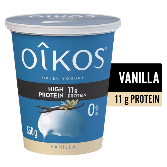 Oikos Greek Yogurt, Vanilla, High Protein, Blended, 0% M.F.