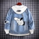 thumbnail image 4 of Chaqueta vaquera con capucha para hombre, chaqueta vaquera con capucha, abrigo con agujeros, Anime Fifures, Kishibe Hayakawa Aki, para Cosplay, 4 of 5