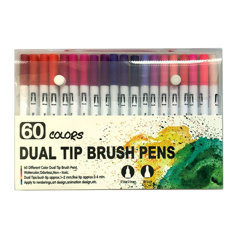 Art Markers Dual Tips Coloring Brush Fineliner Color Pens, 60